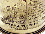 Shell IN FLANDERS' FIELDS. View of a cemetery&nbsp; at left of the poem, below: CHATEAU-THIERRY July 15-23