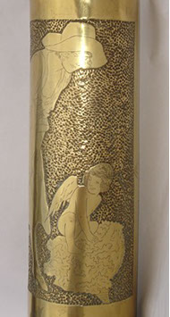 shell with elegant woman. Delails of the playful cherub on mud?