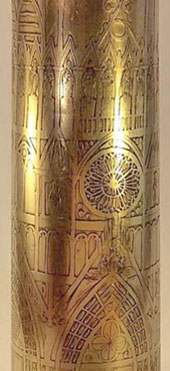 Shell Reims Cathedral- engraved all around with the front part of Reims Cathedral- Acid etched technique