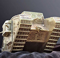Tank MARK IV in bronze an an inkwell. Not trench art. L. 6.1/4"