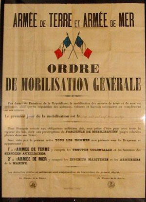 Official poster of French mobilization of all armies, dated August 2nd, 1914