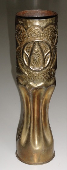 Shell with the 89th Division insignia M and W inverted (MidWest) embossed on a fluted body