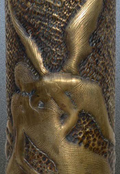 Hatching&nbsp; technique for Cupid's wings and Psyche dress. Background embossed