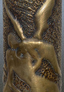 Hatching&nbsp; technique for Cupid's wings and Psyche dress. Background embossed