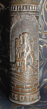 Shell marked Les Halles d'Yres 1918 showing a pile of rubble.