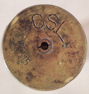 Headstamp engraved C.S.L. identified as Cpl Chester S. Long from Sedalia, MO.