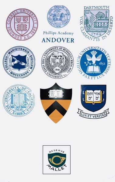 Logos of Universities and Colleges volunteers:&nbsp; Andover, Buffalo, California, Cornell, Dartmouth, Marietta, Princeton, Tufts and Yale. 