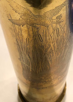 German Eagle lands on marshlands voluntarily flooded by Belgium to slow down invading troops alongside river Yser.