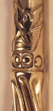 Shell American Eagle defending the Flag. Other side Coat-of-arms of Russian Empire. Roundels, fluted and twisted