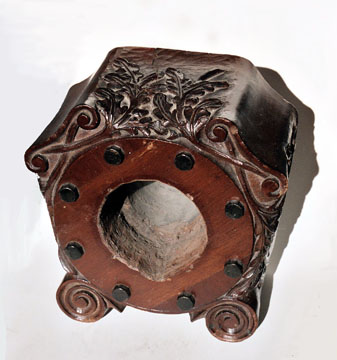 Propeller boss carved into a clockcase on the engine side, with carved ionic feet, and removable wooden fake bolts.Top carved with foliage.